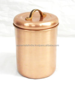 Ensemble de grands contenants de rangement en métal plaqué cuivre avec un design rond simple, parfait pour l'organisation de la maison et de la cuisine - Product Image 2