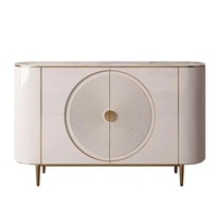 Buffet léger de luxe de style italien haut de gamme Buffet moderne minimaliste dessus en marbre blanc or armoire d'entrée salon Donglu