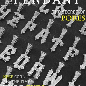 Collier personnalisable unisexe en cuivre avec pendentif lettre en zircon incrusté de pierres, nom personnalisé, pour hommes et fêtes chrétiennes - Product Image 1