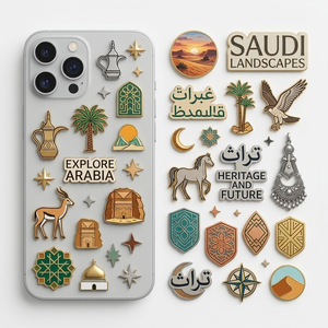 Autocollant métallique personnalisé OEM, badge émaillé pour coque de téléphone portable, marché saoudien et émirati, adhésif 3M, vente en gros de décalcomanies pour téléphones - Product Image 1