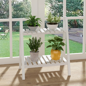 Support à fleurs en bois massif à trois niveaux, étagère pliable, pour salon, utilisation intérieure et extérieure - Product Image 3