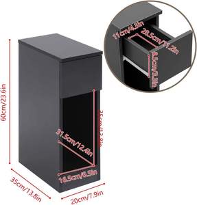 DU'S Modern Solid Wood <strong>Bedside</strong> <strong>Table</strong>, Ultra-<strong>thin</strong> and Upright, with Storage Space, Suitable for Various Scenarios - Product Image 4
