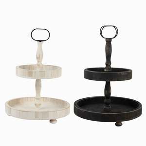 Plateau de service en bois durable à 2 niveaux de style ferme moderne, écologique, traditionnel, vintage, décoration d'art d'intérieur, décoration de bureau à domicile, décoration de cuisine - Product Image 1