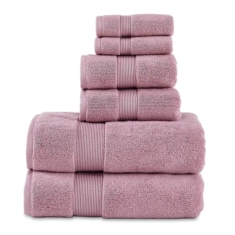 Toalla de estilo dobby 100% algodón, Sábana de baño rosa de lujo y juegos de toallas para regalos, superventas