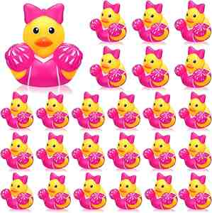 Cheer Squad Customized Batch Printed Pvc Rubber Duck Shaped Bathtub <b>Bath</b> Toys With Pattern Designs - Product Image 2