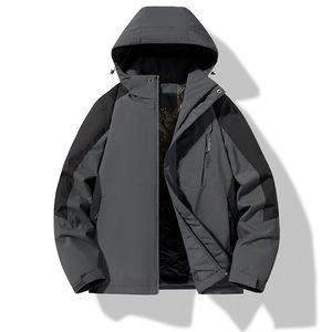 เสื้อแจ็คเก็ตกันลมสำหรับผู้ชายพร้อมซับในสีทึบตัดกันสำหรับฤดูหนาวชุดทำงานกลางแจ้ง - Product Image 4