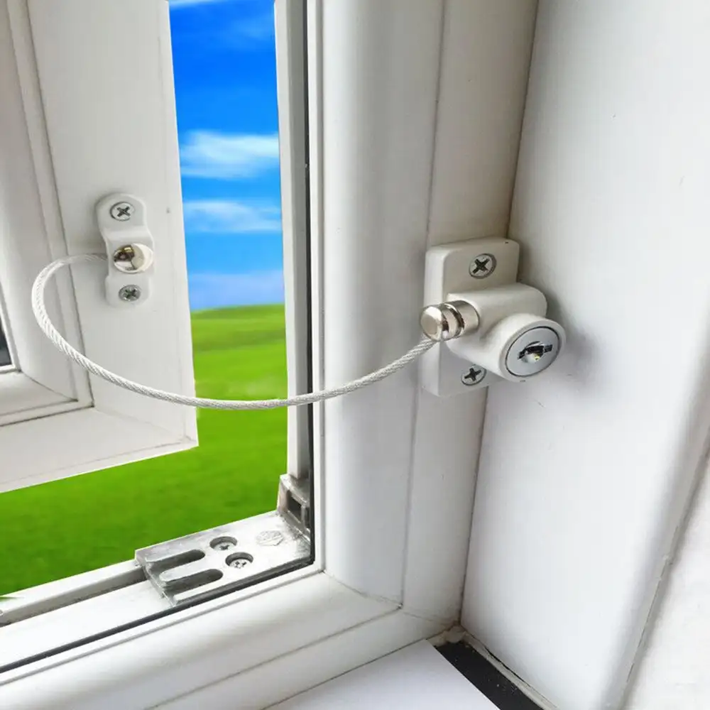 Serratura sperren kunci serrature di sicurezza per finestre con cavo bloccabile limitatore per porte scorrevoli guardia di sicurezza per bambini serratura Hardware per la casa