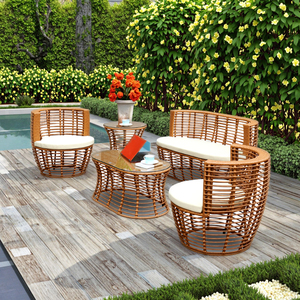 Bộ bàn ghế <span class=keywords><strong>sofa</strong></span> tròn bằng mây nhựa ngoài trời phong cách hiện đại, dùng cho sân vườn hoặc khách sạn - Product Image 2