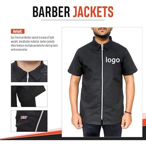 Giacca da Lavoro Traspirante Personalizzabile con LOGO per <span class=keywords><strong>Parrucchieri</strong></span>, Top da Barbiere con Tasche, Comodo Camice per Salone di Bellezza - Product Image 1