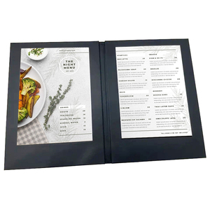 Porte-menu en similicuir noir avec éclairage LED pour bar et club, double page, menu lumineux - Product Image 1