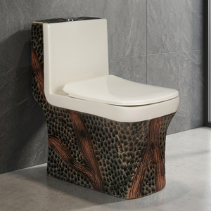 Venta caliente decorativa India-Armario de agua de baño de cerámica chino, inodoro de una pieza WC S-Trap Siphonic inodoro - Product Image 1
