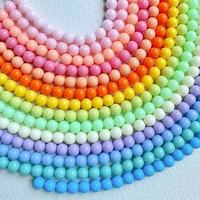 Perles rondes en acrylique couleur macaron, perles intercalaires à trou droit pour la fabrication de bracelets, colliers, chaînes de téléphone et bijoux DIY - Vente en gros