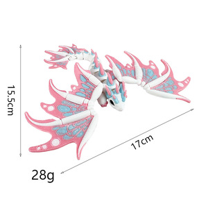 Figurina di drago stampata in 3D, 17 cm, rosa, blu, colorata, decorazione da scrivania, giocattolo da collezione - Product Image 1
