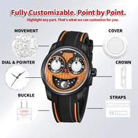 Montre à cadran Joker avec indicateur de jour/nuit, heure et minute, entièrement personnalisable, automatique, mécanique, pour homme, OEM