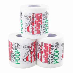 <span class=keywords><strong>Papier</strong></span> <span class=keywords><strong>toilette</strong></span> à crottes amusant avec motifs Père Noël/bonhomme de neige, pâte de bois vierge 2 plis, colorants naturels, personnalisable pour les cadeaux de vacances - Product Image 3