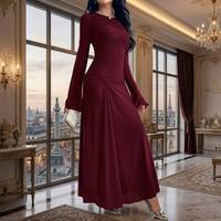 Robe longue plissée ultra-extensible pour femme 2026 - Robe moulante élégante à manches évasées, robe longue sophistiquée ajustée pour la mode