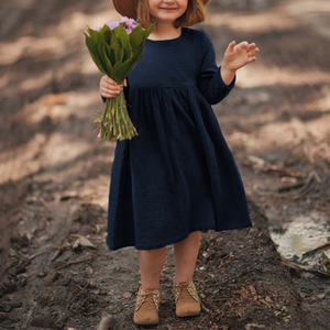 Vestido de Princesa de Algodón Muselina Naranja Sólido para Niñas de 6-7 Años, Nuevo Estilo Coreano, Color Puro, Manga Larga, Informal, para Otoño - Product Image 5
