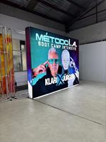 Boîte à lumière publicitaire LED portable double face personnalisée Tianlang en tissu tendu avec logo, support de toile de fond pop-up pour salons professionnels et expositions