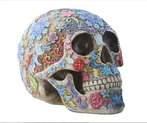 죽은 다채로운 꽃 설탕 두개골 머리 홈 장식의 polyresin의 날