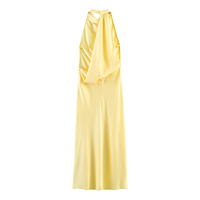Robes longues en satin pour femmes, 2 coloris, dos ajouré, fermeture éclair, couleur unie, soyeuses, décontractées, mode été, style halter
