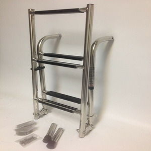 Isure 해양 보트 접이식 스테인레스 스틸 5 단계 사다리 W 고무 그립 2 + 3 단계 - Product Image 4