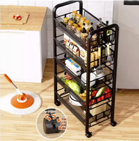 Meuble de rangement multifonctionnel moderne à trois niveaux en fil métallique sur pied pour la cuisine