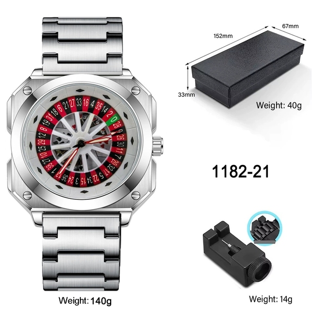 Shuaike 1182 Men's Quartz Watch New Design Rotating Wheel Waterproof Luminous Hands God of Gamblers Lucky Wristwatch for Men Box