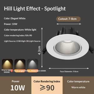 ไฟสปอร์ตไลท์ LED แบบฝังเพดาน 3W-12W อลูมิเนียม ปรับได้ 30 องศา สำหรับใช้ภายในอาคาร หรี่แสงได้ IP20 ขายดี - Product Image 4