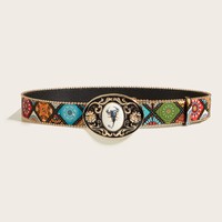 Ceinture en jean imprimée et sculptée style scorpion occidental avec boucle, tendance et mode pour hommes et femmes, approvisionnement transfrontalier