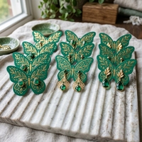 Cartes à boucles d'oreilles personnalisées Papillon Émeraude, Cartes Premium Épaisses pour Présentation de Bijoux, Emballage Personnalisé avec Logo OEM, Commande en Gros
