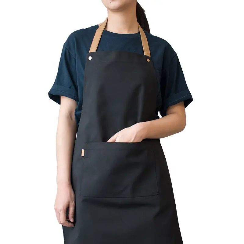 DUOLAI-Delantales personalizados de algodón con logotipo personalizado, mandiles de cocina de lona para jardín, delantales de chef para mujer