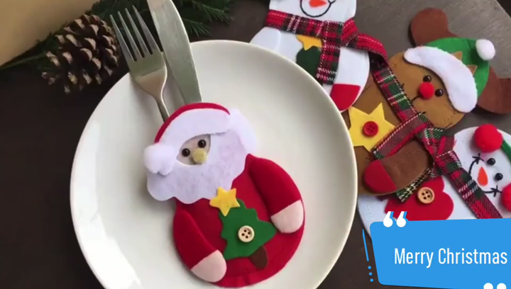 CZNBZIU 4pcs Elk Cutlery Bag Christmas Hat Flatware Holder