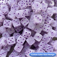 Ensemble de dés D6 en acrylique violet imitation jade semi-transparent de couleur personnalisée, dés de jeu en résine numérotés pour jeux de rôle