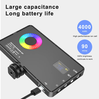 Lampe vidéo LED RVB, lumière d'appareil photo, pleine couleur, rechargeable 4000 mAh, intensité réglable 3200K-8500K, panneau lumineux pour studio photo