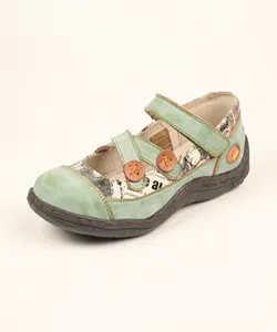 Zapatos informales de cuero con costura a mano para mujer, calzado transpirable con gancho y bucle