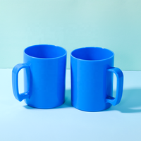 Tasse à lait moderne populaire sans BPA, tasses en plastique bleu avec poignée