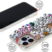 Coques de téléphone KINGSOUL Pro Max Full Diamond TPU+PC+Verre antichoc avec anneau magnétique et paillettes pour modèles 13/14/15, fixation rapide