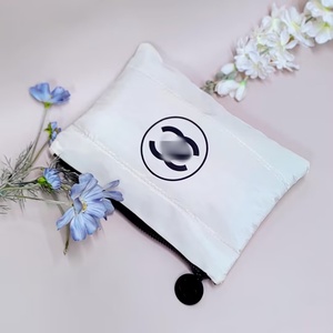 Custom Logo <b>Large</b> <b>Capacity</b> Quilted Cotton Makeup Pouch Fashionable Puffer <b>Cosmetic</b> <b>Bag</b> with Open/Zipper Closure <b>Travel</b> Storage - Product Image 1