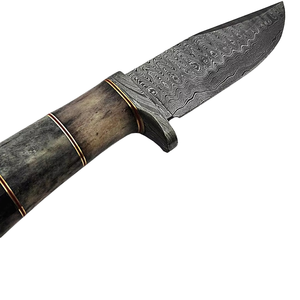 Couteau de chasse à lame fixe en acier Damas fait main, édition limitée SHARP POINT TRADERS, manche en os coloré, support OEM - Product Image 1