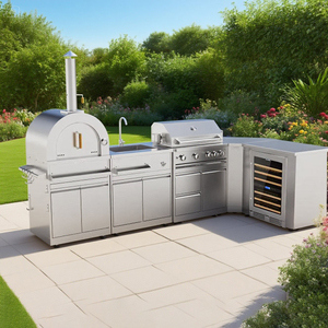 Custom Garden 304 Stainless Steel Outdoor Kitchen Patio <strong>BBQ</strong> Grill Modular Outdoor Kitchen for Dining and Mall Use with Sink - Product Image 1