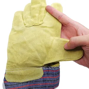 Sarung tangan las keselamatan kerja lapis kulit nitril Jersey katun kualitas tinggi desain baru