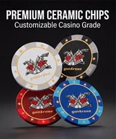 Jetons de poker en céramique style rock vintage, 12g, 43mm, taille jumbo, impression UV HD, jetons de casino professionnels, couleur personnalisée