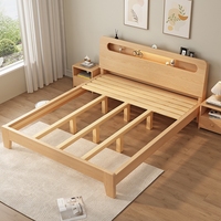 Lit double en bois massif de style chinois contemporain de haute qualité, robuste et durable avec un entretien simple-pour les chambres à coucher