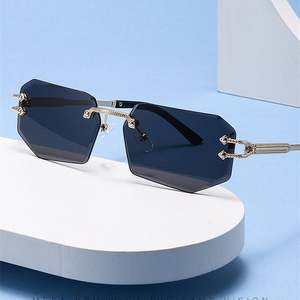 Gafas de Sol Personalizadas con Logotipo, Estilo Vintage 2025, Lentes Degradadas para Hombre y Mujer, Gafas de Sol Cuadradas Irregulares sin Montura con Protección UV400 - Product Image 3