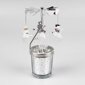 Porte-bougie en verre et métal rotatif Or et argent pour la décoration de table de mariage Centre de table de fête - Product Image 6