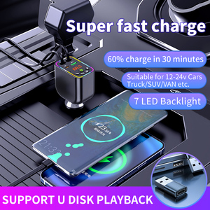 Meilleur cadeau universel rétractable USB C Charge rapide QC3.0 Type c PD <span class=keywords><strong>sans</strong></span> <span class=keywords><strong>fil</strong></span> MP3 BT chargeur de voiture téléphone portable chargeur <span class=keywords><strong>sans</strong></span> <span class=keywords><strong>fil</strong></span> de voiture - Product Image 3