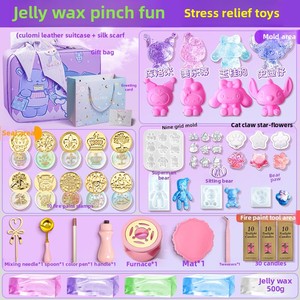 For Sanrio Girls DIY <b>Silicone</b> Squeeze Toys Pinch Fire Paint <b>Seal</b> Jelly Wax Particles Decompression Cat Claw-Part Set - Product Image 3