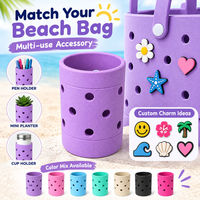 Accessoire porte-gobelet EVA 11x8x8cm 3-en-1 : Manchon de tasse, porte-stylo, mini-jardinière, design perforé, pour la plage, vente en gros