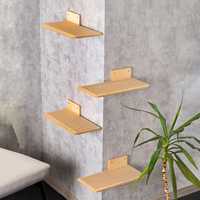 Étagère murale et marchepieds pour chat, meuble mural peu encombrant pour grimper et se reposer, perchoir en bois moderne pour chat d'intérieur