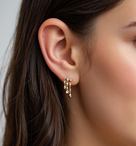 Fashion Jewelry 18K Gold Plated 925 Silver <strong>Earrings</strong> Piercing Jewelry 925 Sterling Silver Tassel <strong>Chain</strong> <strong>Stud</strong> <strong>Earrings</strong> for Women - Product Image 5